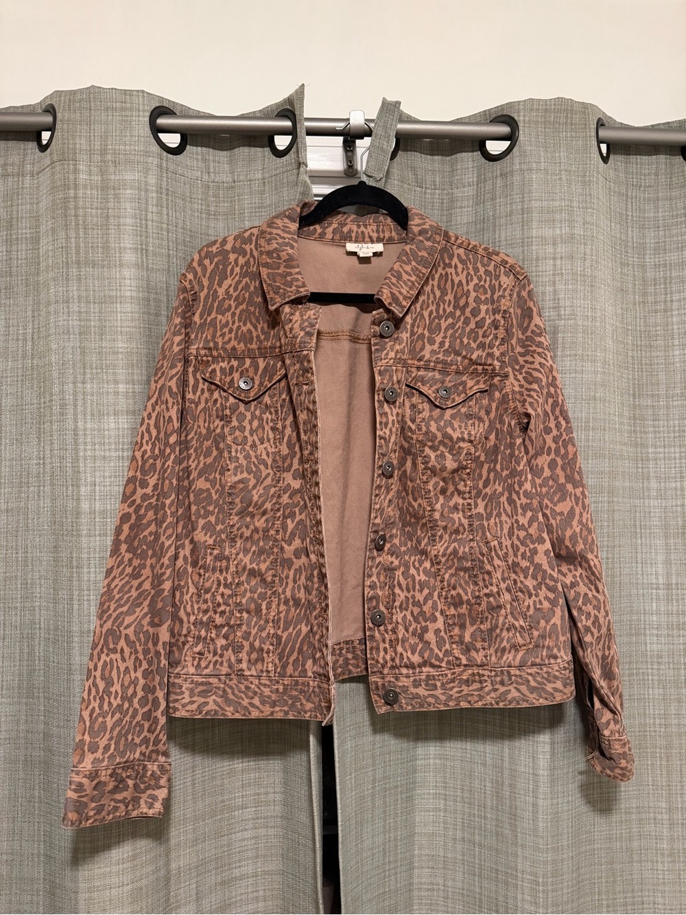 Style & Co. Rust Brown Leopard-Print Jean Jacket